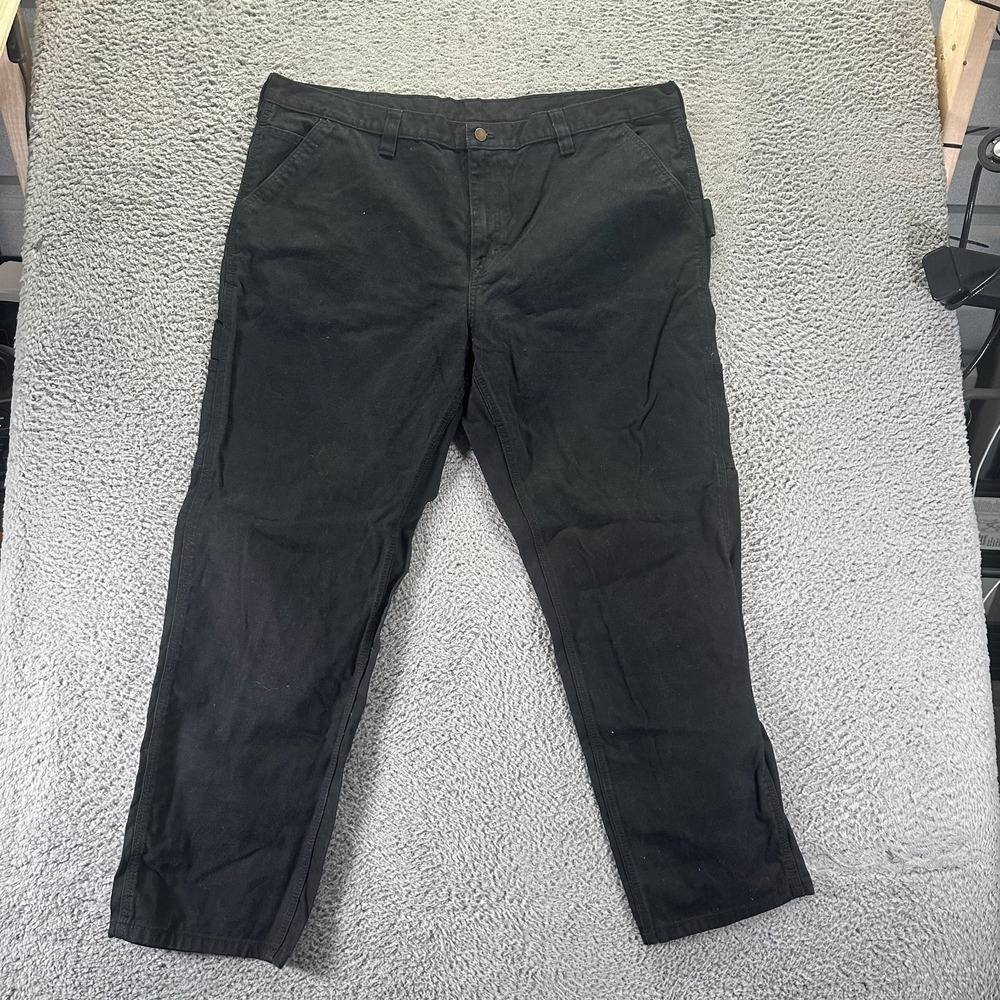 Brahma Pant Mens 44x32 Black Cotton Carpenter Straight Workwear Utility Stretch